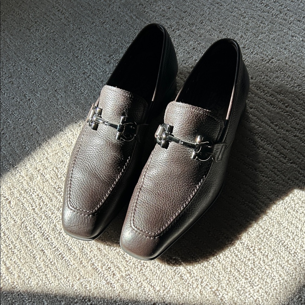 Salvatore Ferragamo Dark Brown Leather Loafers